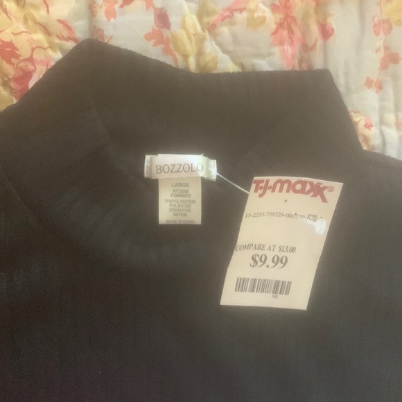 Bozzolo cropped, ribbed, mock neck, long sleeve NWT Black - Picture 4 of 7